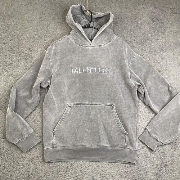 Talentless Hoodie Mens Small Gray Embroidered Circle Logo Pullover Sweatshirt - Picture 1 of 10